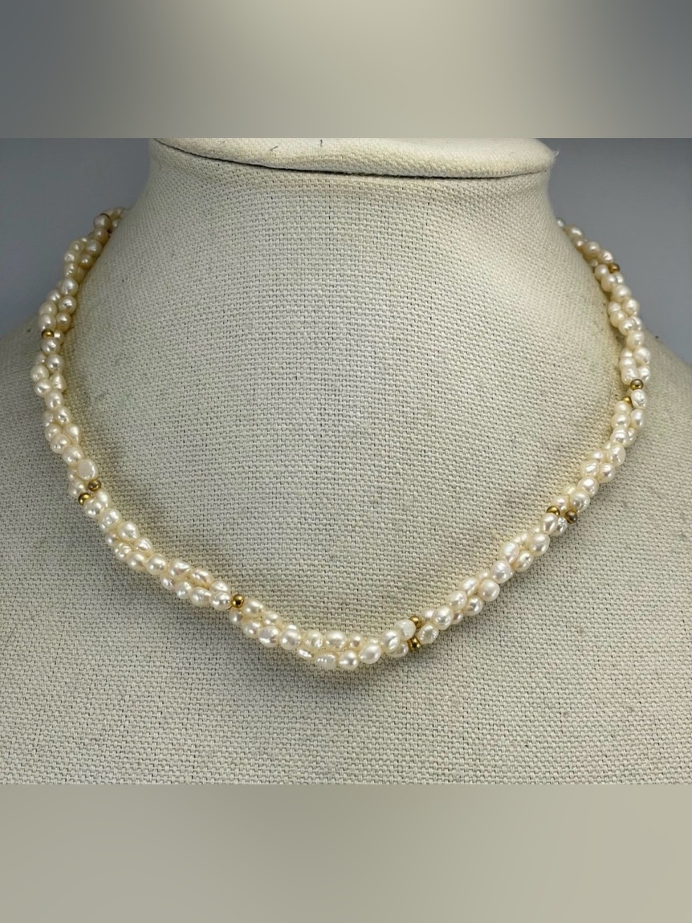 Vintage Avon Gold Tone Rice Pearl Twist Necklace Stunning Bridal Elegant